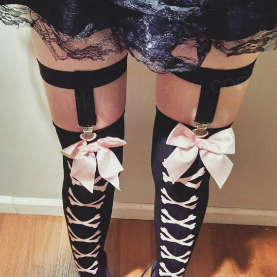 pastel goth elastic garter belt gothic leg bust body elasticit harness