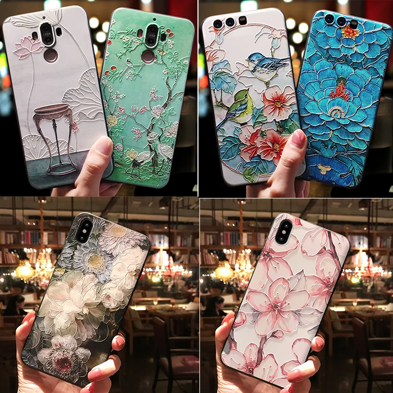 

3D Floral Emboss TPU Case For Huawei P30 Lite P8 P9 P10 P20 Mate 10 20 Pro Lite Y5 Y6 Pro Y9 2018 P Smart Plus 2019 2017 Fundas