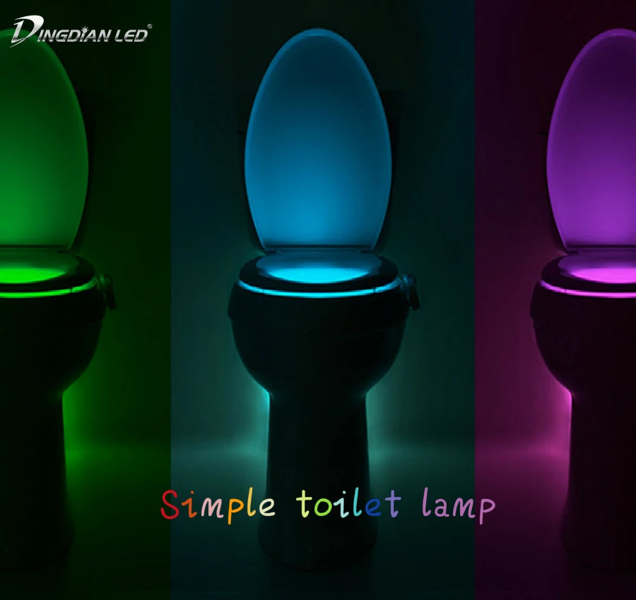 

Smart Bathroom Toilet Nightlight LED Body Motion Activated On/Off Seat Sensor Lamp 8 Color PIR Toilet Night Light lamp