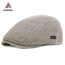 QIUBOSS, унисекс, хлопок, стеганая, обычная, Newsboy, плюща, таксистка, шапки, осень, зима, утолщенный, теплый берет, для мужчин и женщин, головные уборы