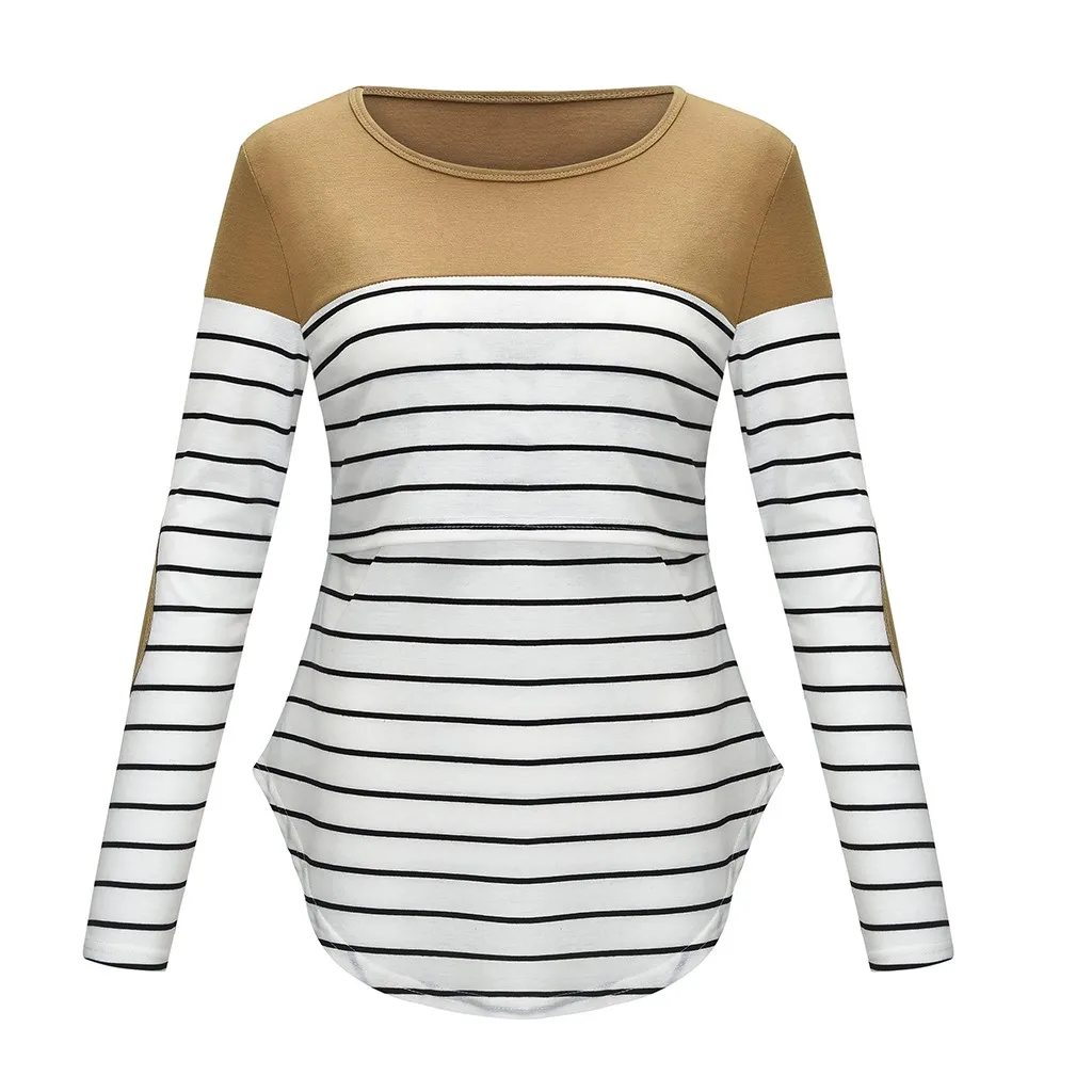 Women Maternity shirts Long Sleeve Striped Nursing Tops T-shirt For Breastfeeding tshirt for pregnant clothes embarazada ropa