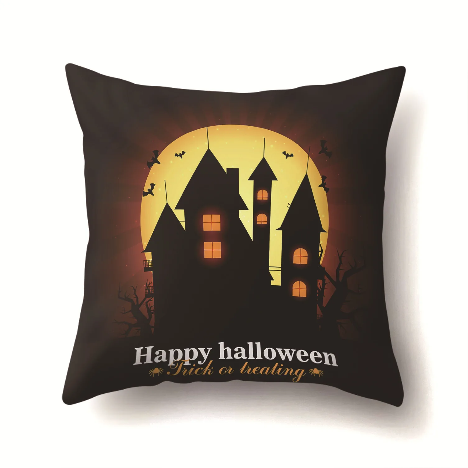 

Halloween Haunted House Dry Tree Castle throw pillow covers case Gloomy Moonlight Night Horror Series Cushion Cover Home 18"