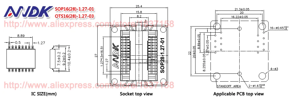 SOP16-1.27-01-OTS16-1.27-03 socket,we offer high quality products with long life.