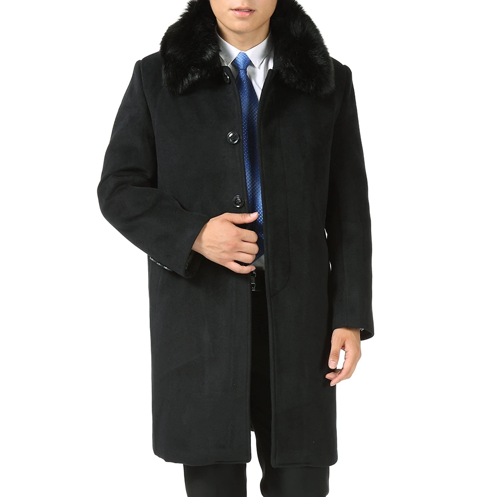 Quinquagenarian men's clothing winter woolen coats mens thicken plus velvet male long trench design casaco masculino plus size