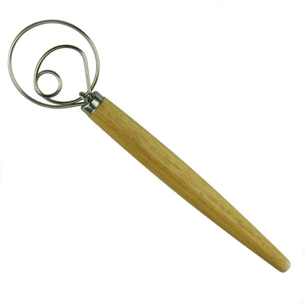 

13'' oak handle Flour Coil Whisk Mixer Hand Egg Beater Cream Flour Cake Kitchen