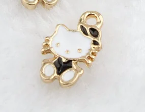 

100pcs Charm cat enamel pendants 10*17mm Handmade children day Jewelry Making earrings bracelet necklace keychain DIY Supplies