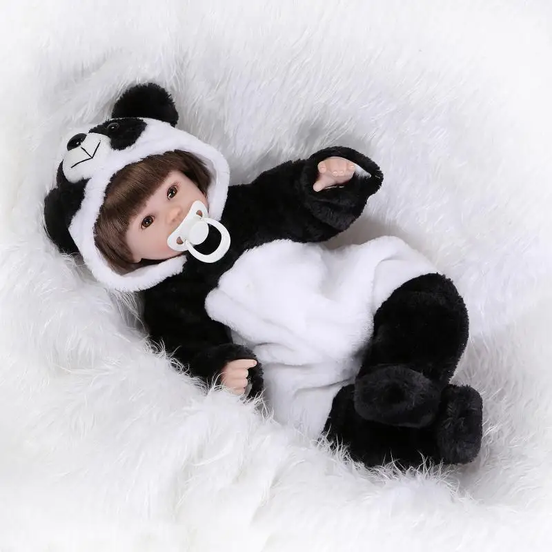

NPKCOLLECTION 17inches lifelike boneca reborn panda doll reborn baby soft silicone vinyl real touch doll lovely newborn baby