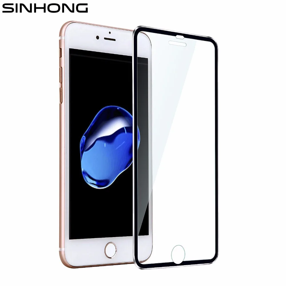 Koop Legering Rand 3D Gehard Glas Volledige Cover iphone 7 8 Plus Screen Protector Display Dekking Explosieveilige Film 9 H 0.26mm