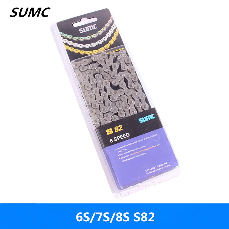 

SUMC road mountain bike chain 6S / 7S / 8 speed hollow ultra light S82 shift chain compatible with SHIMANO / KMC / SunRace