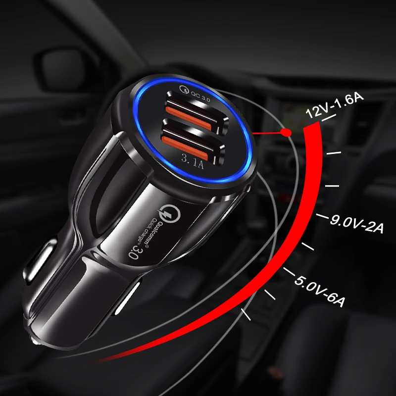 Quick Charge 3,0 Автомобильное зарядное устройство прикуривателя адаптер QC 3,0 Dual USB порт быстрая зарядка автомобильные аксессуары для телефона DVR MP3