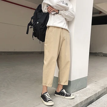 

2019 Spot Men's Summer New Korean Version Of The Trend Nine Points Loose Straight Fit Ins Super Fire Casual Pants streetwear