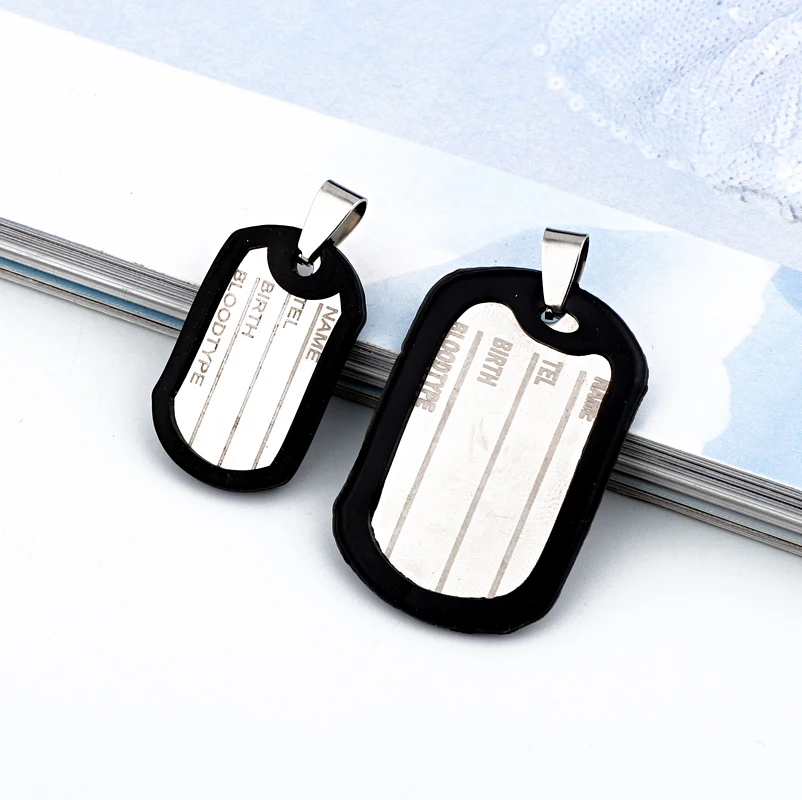 

1Pc New Silver Alloy Army Tag Charms Necklace Pendant Findings Silicone Case Dog Tag Ball Chain Necklaces Family Gifts C290