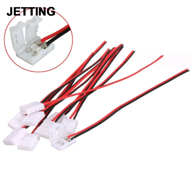 

10Pcs/lot PCB Cable 2 Pin LED Strip Connectors 3528/5050 8mm / 10mm Width PCB Ribbon Adapter Single Color