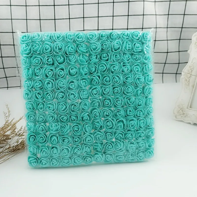 Tiffany Blue 12 шт 2 см мини пена Искусственный цветок розы Букет Многоцветный розовый цветок Свадьба Скрапбукинг цветок розы для декорирования поддельные - Цвет: Tiffany Blue