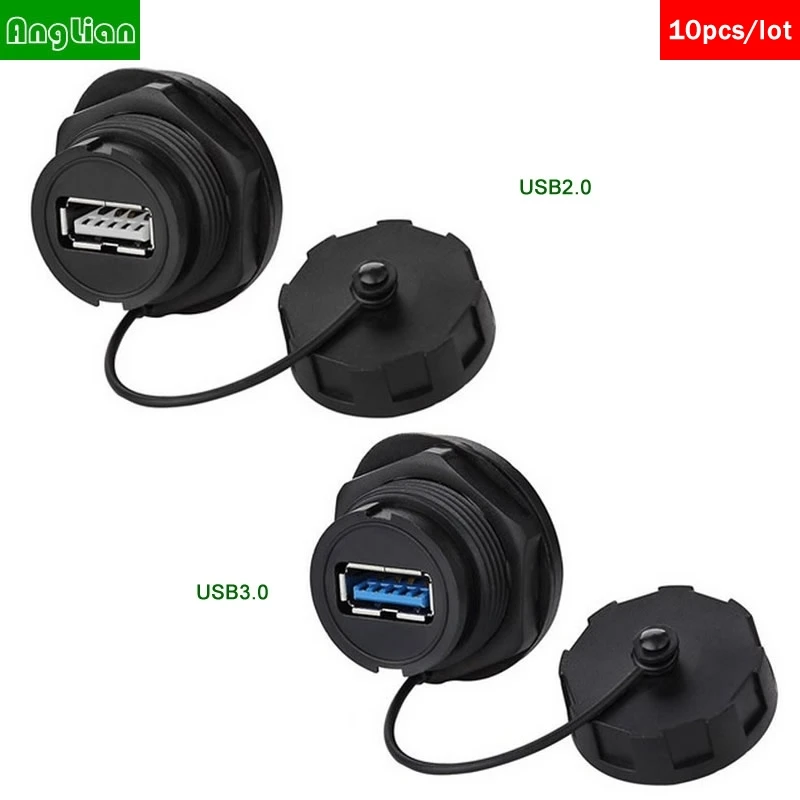 

USB2.0 USB3.0 female socket with cap both ends are female,can fixed on panel, matching with our rubber connector can waterproof