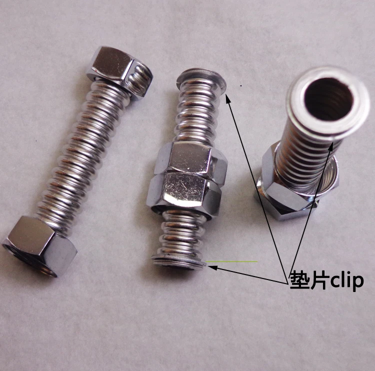 

G3/4" 5/10/20/50/100cm 304 Stainless Steel Corrugated Pipe with Nuts and Circlips and Washer Ready to Install