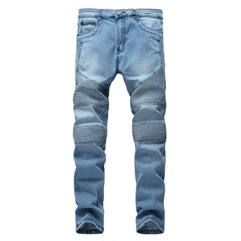 

Gersri Mens Skinny Jean Cotton Distressed Slim Elastic Jeans Denim Biker Jeans Hip hop Pants Washed Ripped Jeans Big plus size
