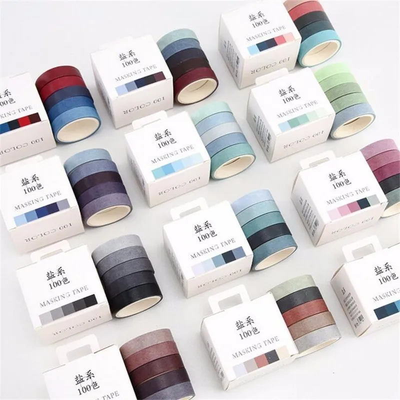 

5PCS/Set Solid Color Washi Tape Scrapbooking DIY Decorative Masking Tape Sticker Stationery Adhesive Tape Papelaria Escolar Gift