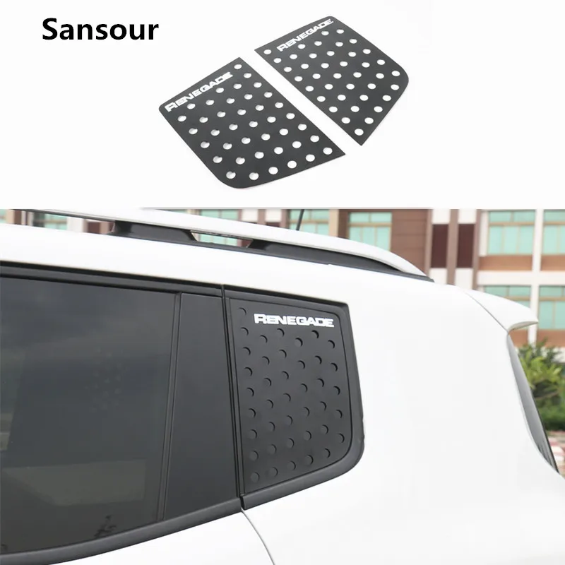 

Sansour Car Rear C Pillar Window Glass Sports Plate Molding Trim Car Triangle Side Decorative Cover For Jeep Renegade 2015-2016