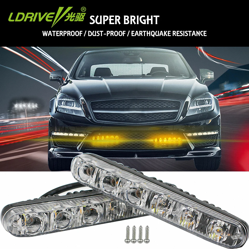 2Pcs/Lot Auto Daytime Running Light LED Fog Light 6 LEDs Car DRL
