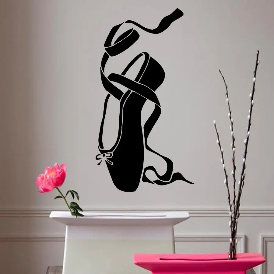 

2018 Real Wall Decals Ballerina Vinyl Sticker Girl Ballet Shoe Dance Pointes Art Home Decor Bedroom Quote Living Poster D1028