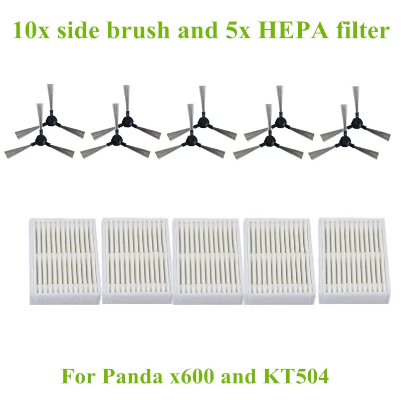 15pcs-lot-Side-Brush-10-HEPA-Filter-5-for-Panda-X600-pet-Kitfort-KT504-Robotic-Robot