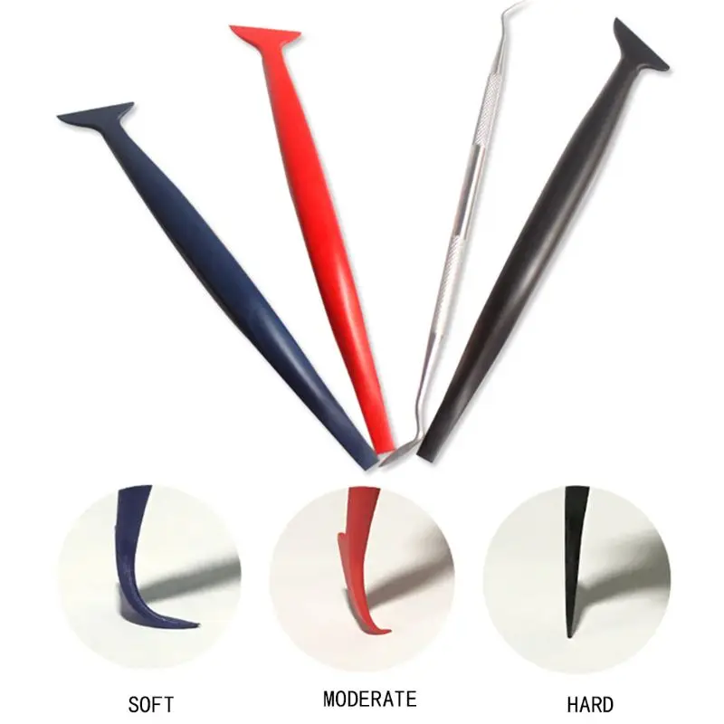 5 PCS Car Foil Finishing Tool Scraper Film Door Trimming Trimmer Board Micro Rubber Brush