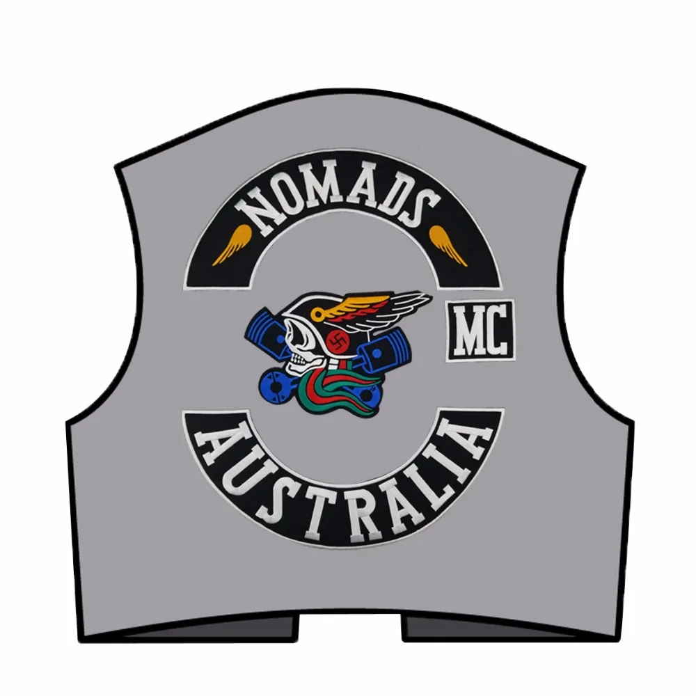 NOMADS AUSTRALIA custom hand sew Back patch Motorcycle jacket embroidery Iron-on garment decoration6