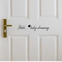 Shh Baby Sleeping цитаты наклейки на стену для дверь детской комнаты декор Детская Наклейка на стену спальня мальчика девочки домашний декор DIYSY338