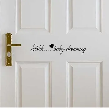 

Shh Baby Sleeping Quotes Wall Stickers For Kids Room Door Decor Nursery Children Wall Decal Boy Girl Bedroom Home Decor DIYSY338