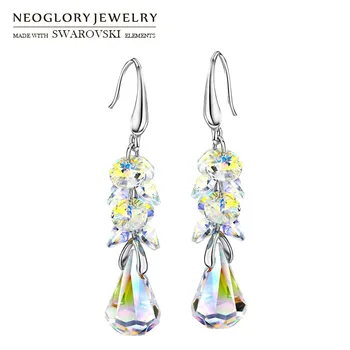 

Neoglory Crystal Long Dangle Earrings Elegant Geometric Style Romantic Gift For Lady Embellished With Crystals From Swarovski