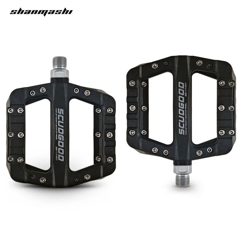 Black Shanmashi 1712C парные велосипедные педали из нейлона и углеродного волокна, педали для горного велосипеда с высокопрочной нескользящей поверхностью, велосипедные педали - Цвет: Black