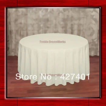 

Hot Sale 132" R Ivory Round Table Cloth Polyester Plain Table Cover for Wedding Events &Party Decoration(Supplier)