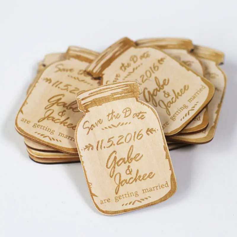 Custom mason jar magnets wood save the date magnets engraved magnets