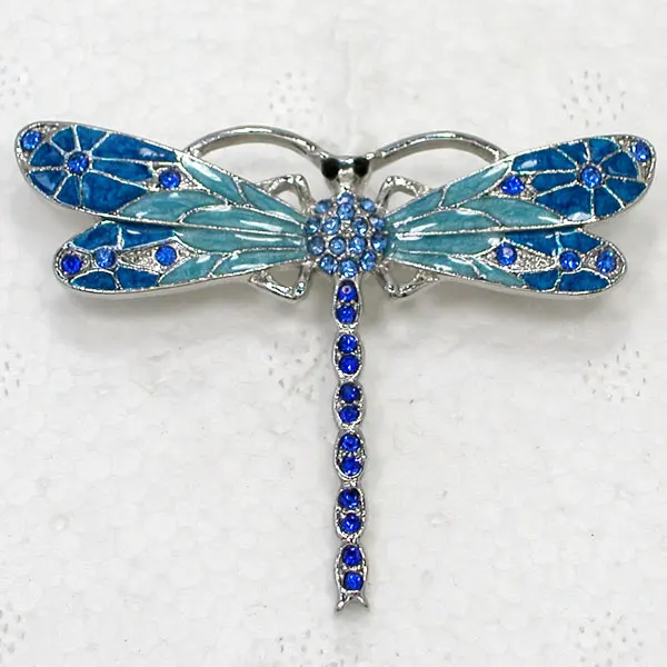 Dragonfly Brooch Blue Rhinestone Enamel Pin Brooches C369 B Brooches