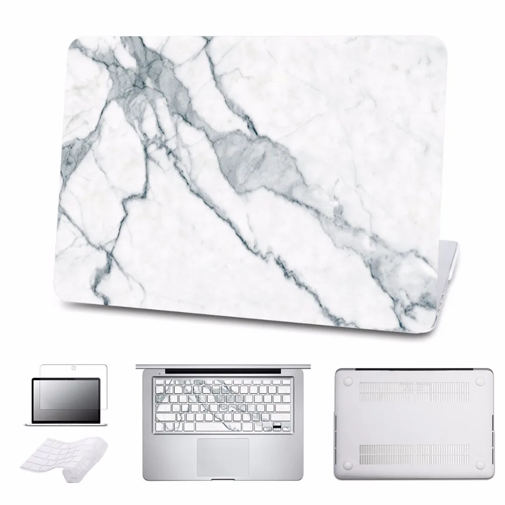 

5 in 1 Bundle For Macbook Case White Marble Cover For Air/Pro 11 12 13 15 Ratina 2016 Touch bar Laptop Hard Cases Shell Sleeve
