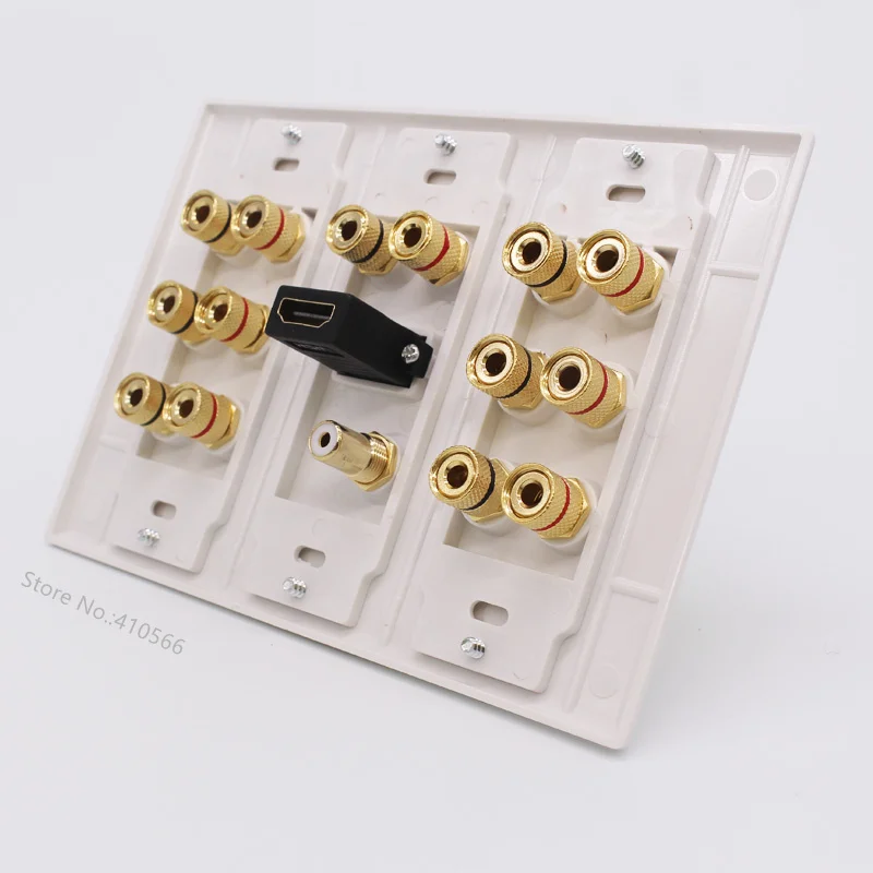  Gold Audio Speaker Connector Panel Socket Multifunction Terminal Box Wall Outlet For HDMI Subwoofer