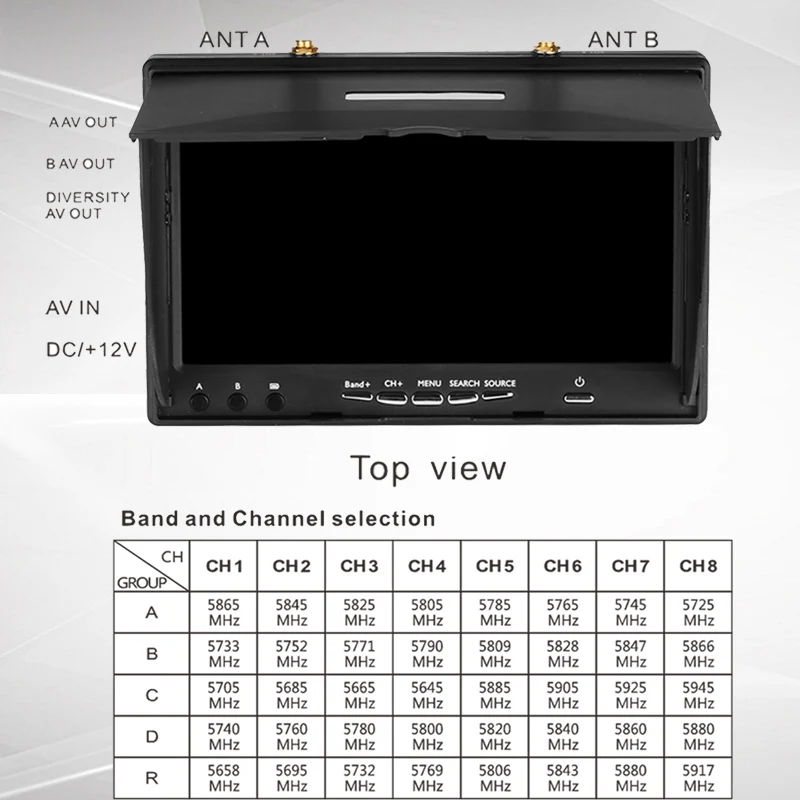 Lcd 5802S VS lcd 5802D 5802 FPV монитор " 7 дюймов ЖК-экран 800*480 5,8G 40CH со встроенным аккумулятором для FPV мультикоптера