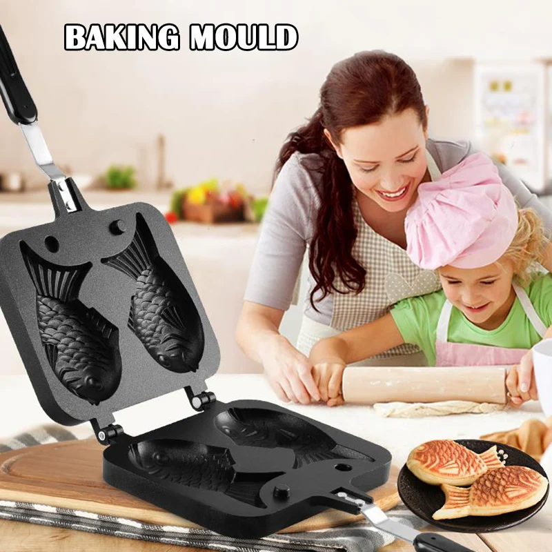 

Taiyaki Fish Shape Cake Maker Waffle Pan Mold Cast with 2 Sided Home Cooking Bakeware Tool Hogard