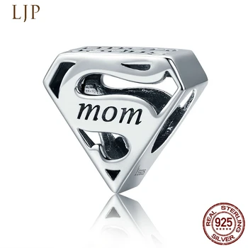 

Genuine 925 Sterling Silver Super Mom Mother Beads fit Original Pandora Bracelet DIY Charms Jewelry