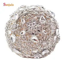 Роскошная полные кристаллы стразами Свадебный букет искусственная Роза Букеты Свадебные для подружек невесты H002