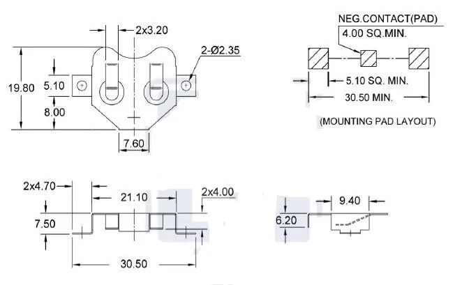 CR2032 выступающий батарейный контакт CR2020 держатель батареи CR2025 батарейный зажим SMT THM CCR-2002 CCR-2003 CCR-2004