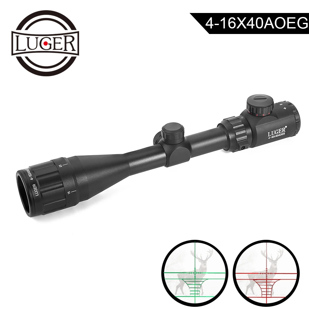 LUGER 4-16X40AOEG охотничий прицел зеленый красный освещенный точечный элемент винтовочный оптический прицел Регулируемый страйкбол воздушные