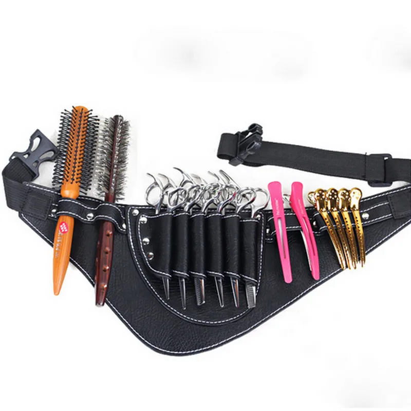 PU Leather Hair Scissors Bag Barber Tools Portable Case with Belt Hair