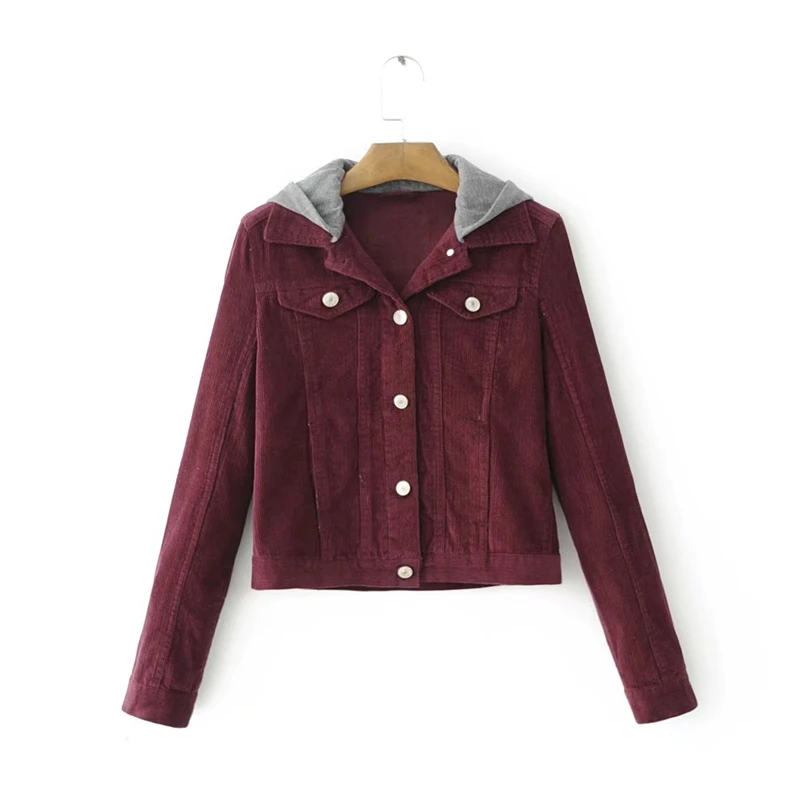 2017 Autumn Women Jacket Fashion Short Corduroy Feminine Coat Female