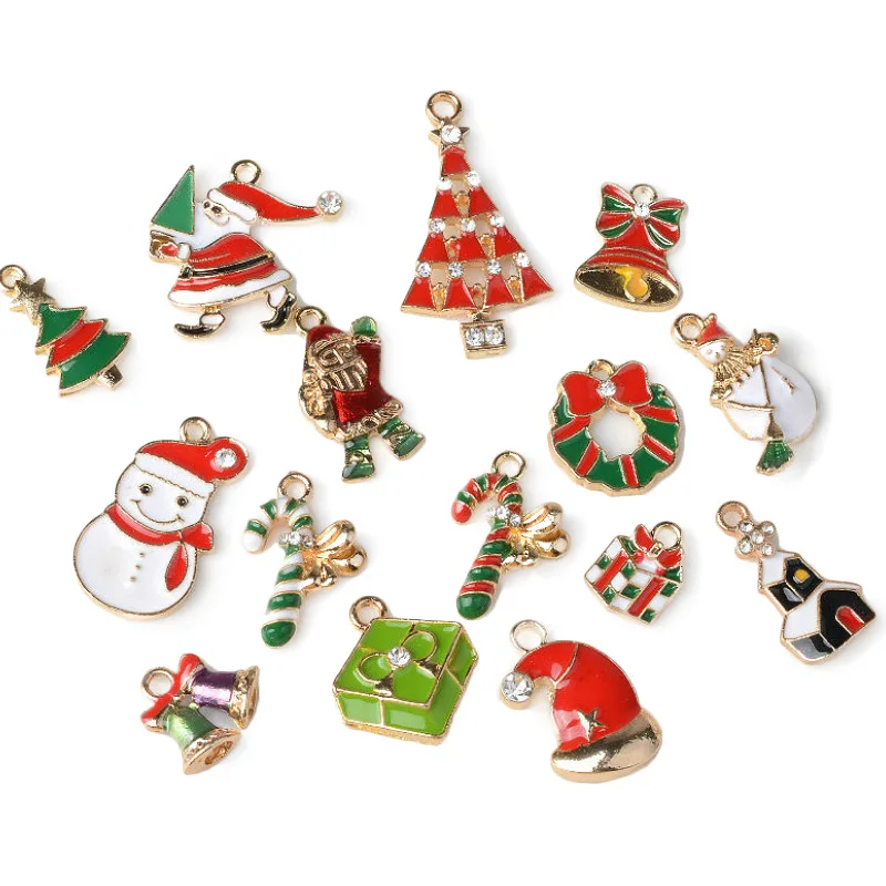 

1pcs Metal Alloy Mixed Santa Claus Deer New Year Christmas Tree Ornaments Pendant Hanging Gifts Xmas Decor Home Party Decoration