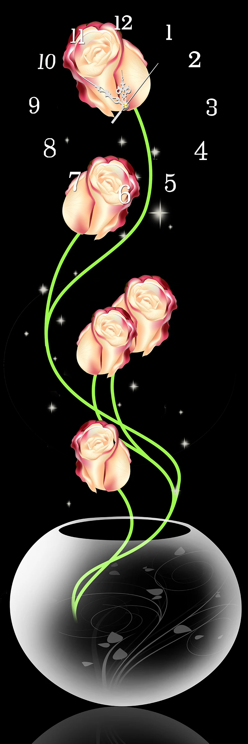 5D Сделай Сам шампанское роза Алмазная картина настенные часы Декор Цветы полная круглая дрель крестиком часы Алмазная мозаика вышивка