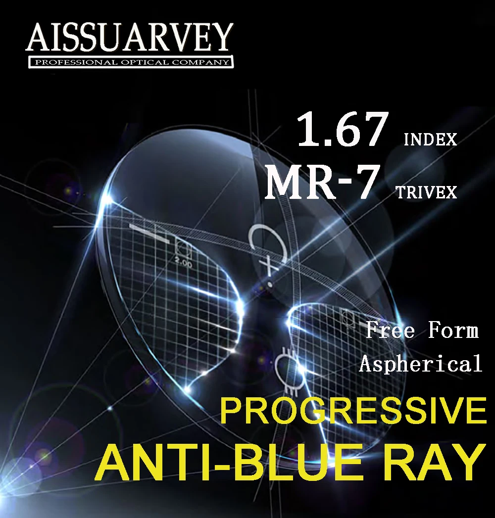 Buy MR1.67 Index Trivex Free Form Progressive Lenses Anti blue Ray Multifocal