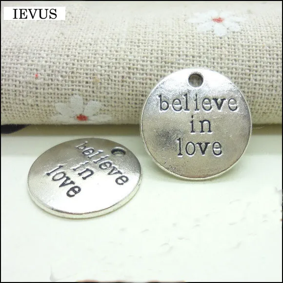 Hot Selling 20 Pieces/lot 19mm*19mm Antique Silver Plated Round Message