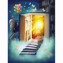 Полный квадратный алмаз 5D DIY Алмазная картина фото на заказ "Волшебный книжный замок" 3D вышивка Пейзаж Вышивка крестиком Мозаика Декор